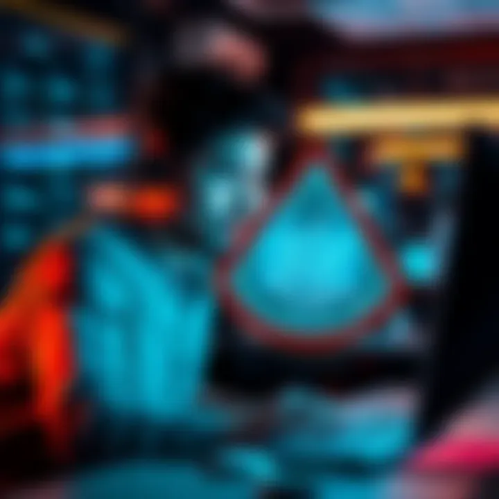 Warning about fake seed phrase checkers A person looking concerned while on a computer, with a warning sign overlay about fake seed phrase checkers