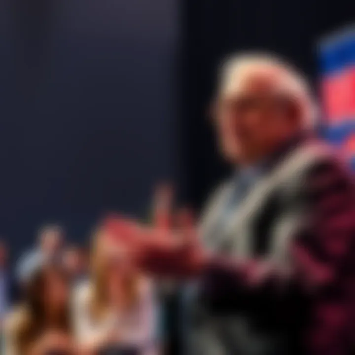 Warren Buffett giving a talk about the value of FIAT currency in front of an audience