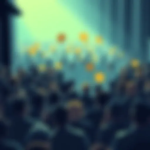 Illustration showing a small group of wealthy accounts in crypto highlighted among a larger crowd, indicating unequal wealth distribution in the market.
