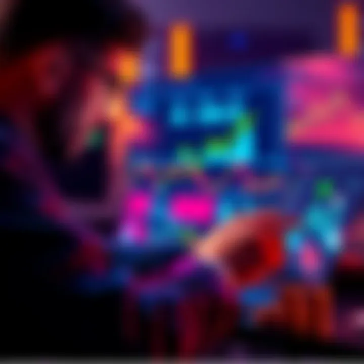 Person analyzing graphs and coins while managing a weekly crypto investment portfolio