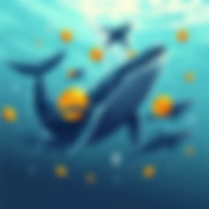 Illustration of whales symbolizing large investors exchanging Bitcoin for Ethereum