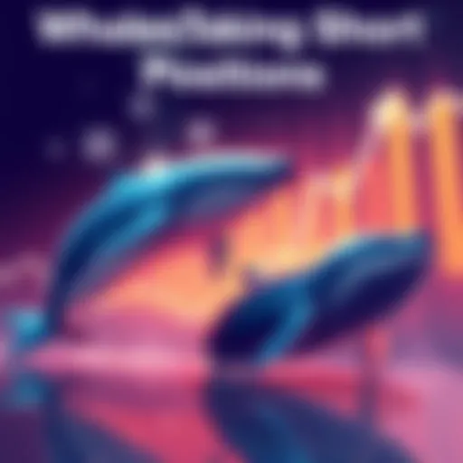 Illustration showing large whales symbolizing major investors taking short positions in a market setting, with a downward trend line in the background.