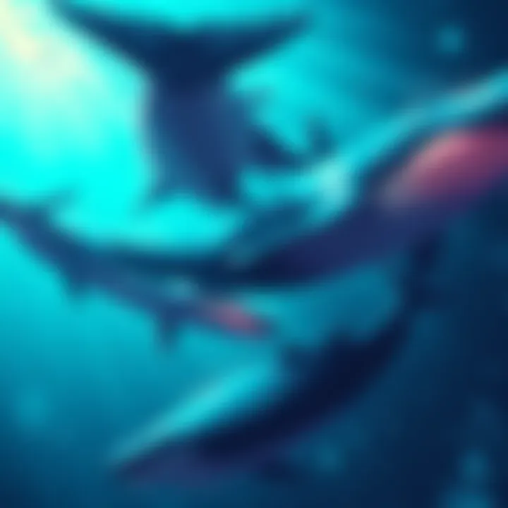 An illustration of large whales swimming in a stock market ocean, representing investors making daily trades.