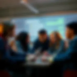 A group of diverse first year students discussing coding and hackathons on a WhatsApp chat screen