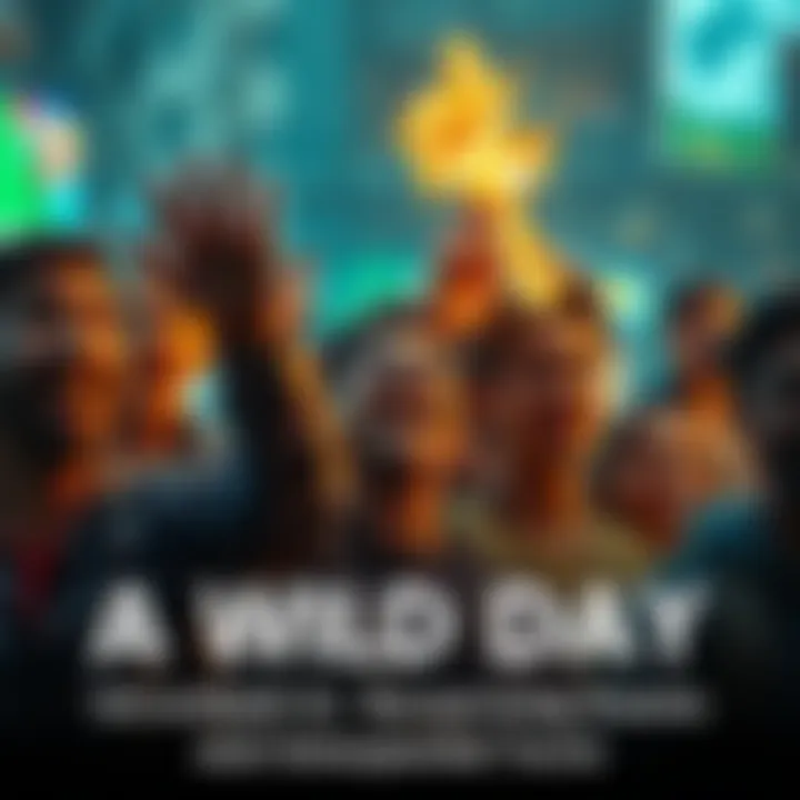 A series of surprising events taking place, showing people reacting with excitement and suspense.