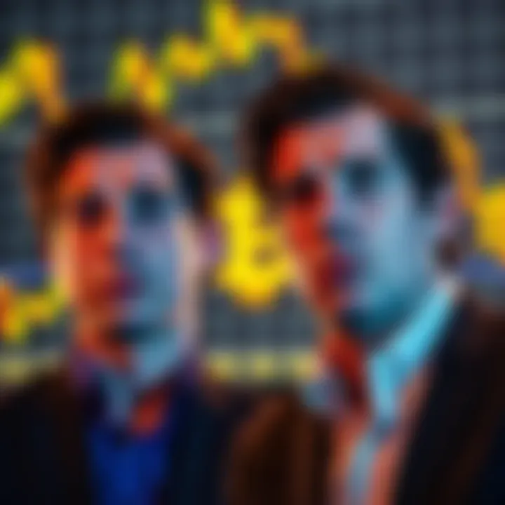 Winklevoss Twins in Crisis Winklevoss Twins looking concerned in front of a declining Bitcoin chart