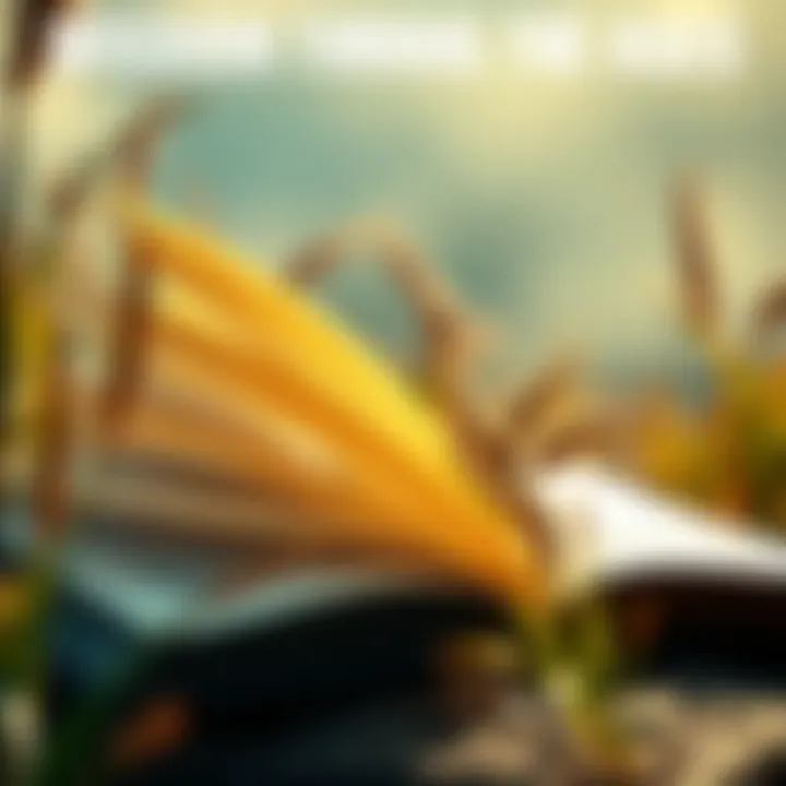 An open book with pages fluttering in the wind, symbolizing timeless wisdom as sunlight shines on it.