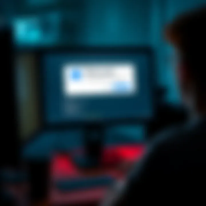 A person looking at a computer screen showing the 'witness path' prompt during a transaction