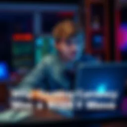 A person sitting at a desk with a laptop, looking concerned while reading about digital currency risks