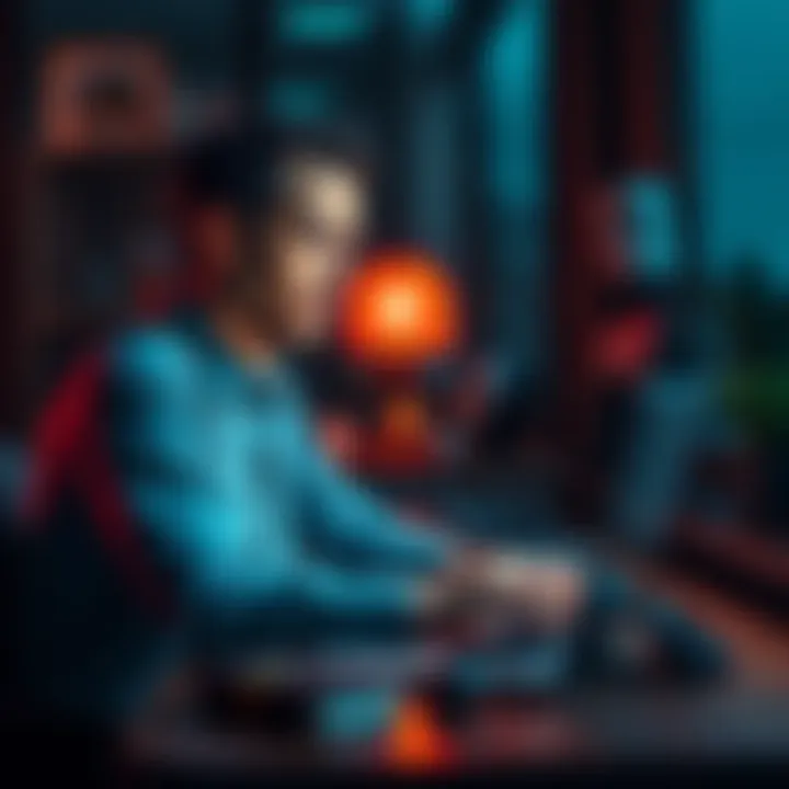 A person sitting at a desk, looking stressed while using a laptop to check their cryptocurrency wallet after a loss.