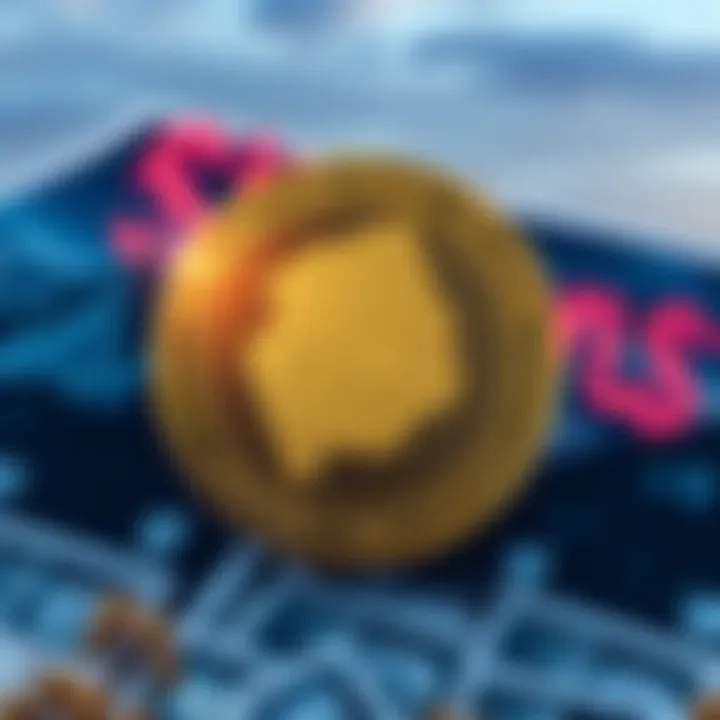A digital representation of the new FRNT stablecoin with US dollar symbols and a backdrop of Wyoming's iconic landscape.
