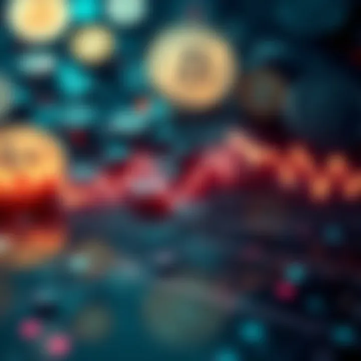 A line graph showing fluctuations in XLM's value over time with currency symbols in the background