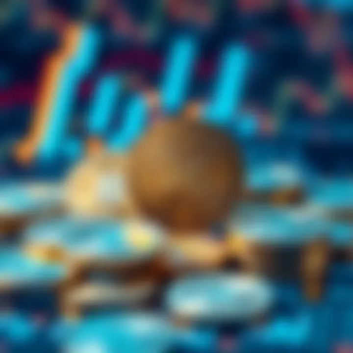 A collection of XLM coins on a digital background representing cryptocurrency investment tips.