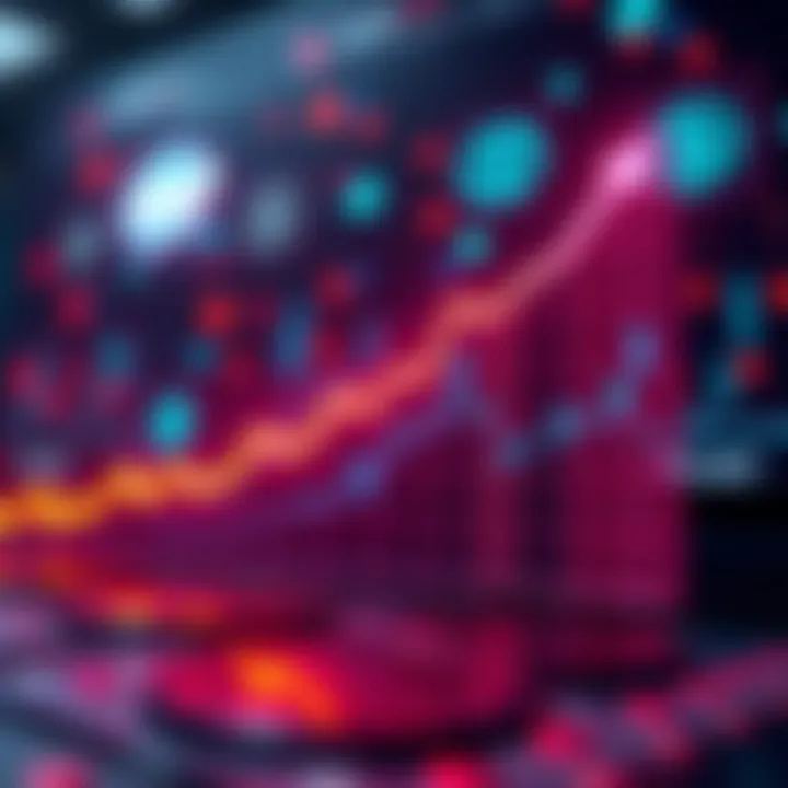 A graphic showing an upward trend in XLM cryptocurrency value with digital currency icons in the background.