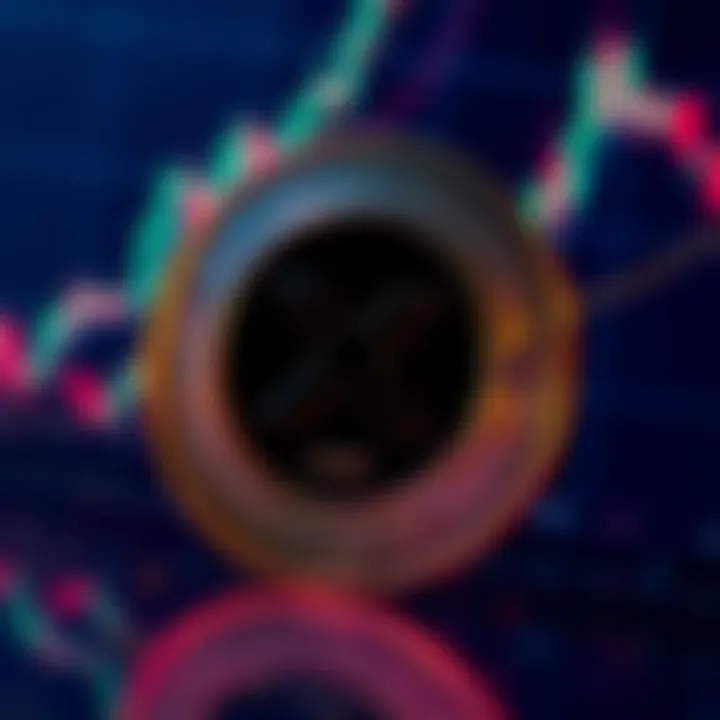 A digital representation of the XRP coin with a financial chart backdrop, showcasing investment trends.