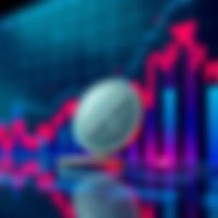 A visual of an XRP coin next to an upward trending stock graph, representing market potential and growth.