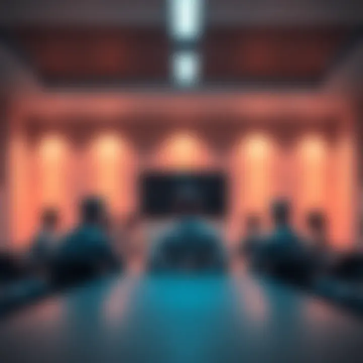 A small group of people in a meeting room looking disappointed, symbolizing the disbandment of the XRP Army.