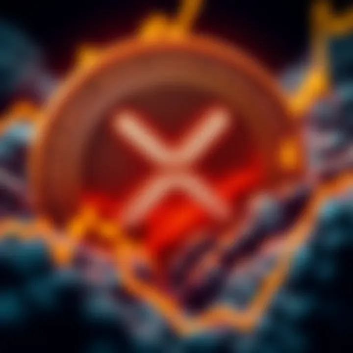 A graphic showing the XRP cryptocurrency logo with a rising graph and the $4 milestone, symbolizing its recent price surge.