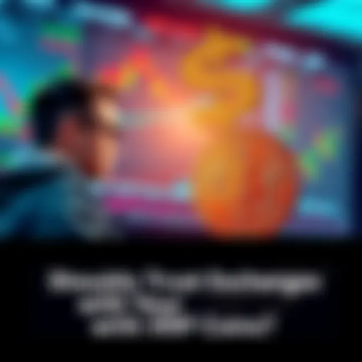 A person looks concerned while checking their XRP balance on a cryptocurrency exchange, with charts and graphs in the background.