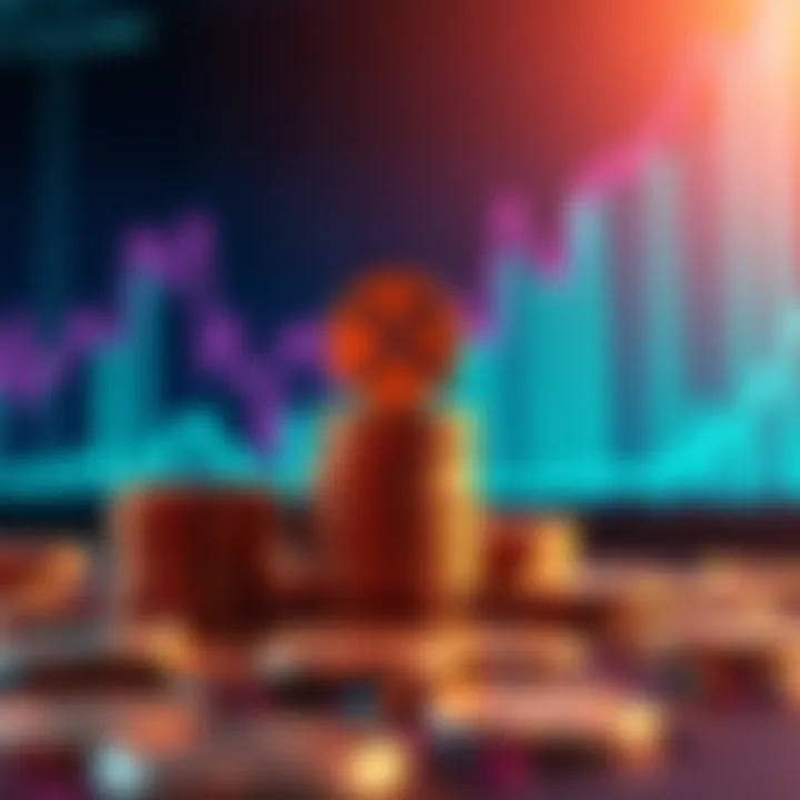 XRP coins stacking up A stack of XRP coins with a rising graph in the background, representing market growth and investment potential.