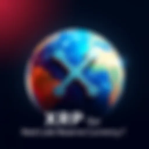 XRP symbol in front of a globe, representing its potential as a global reserve currency