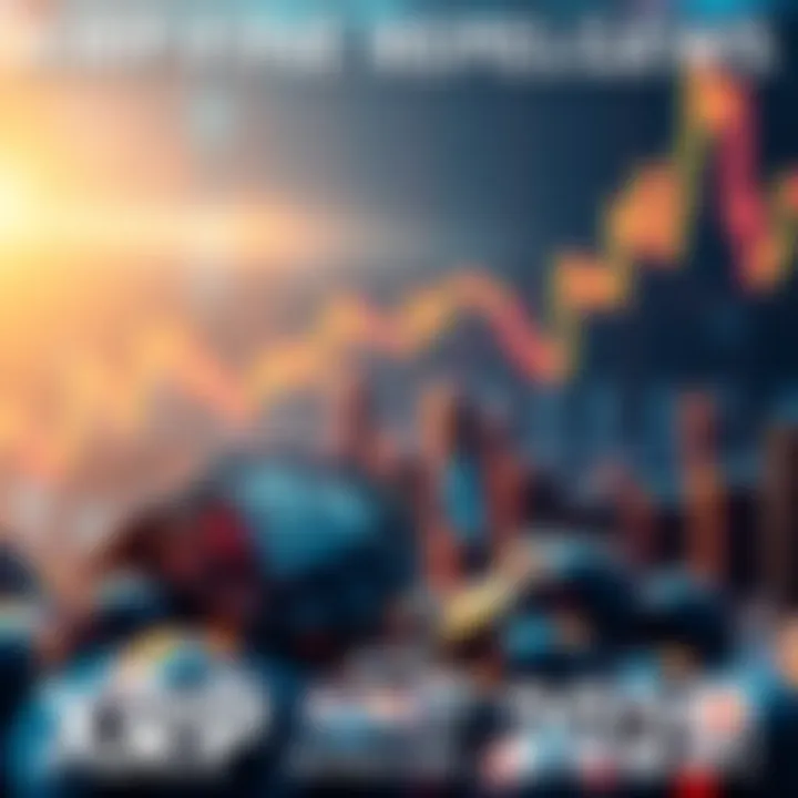 Graphic showing XRP price soaring with a background of growing digital assets and charts