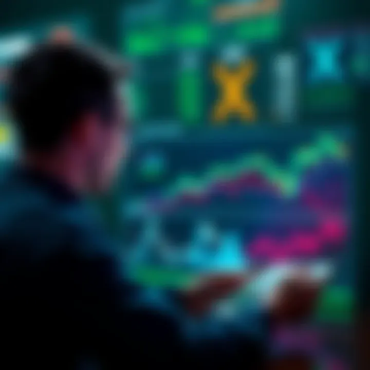 A person analyzing charts and graphs related to XRP, symbolizing market research and investment learning.