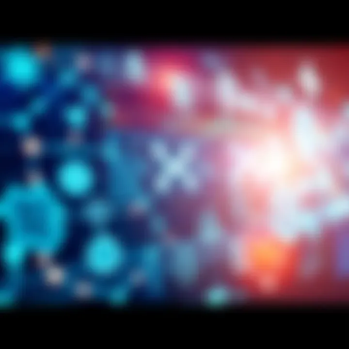 A visual representation of XRP's payment system showing transparent financial transactions. Icons of financial symbols and blockchain elements are interconnected, suggesting increased traceability.