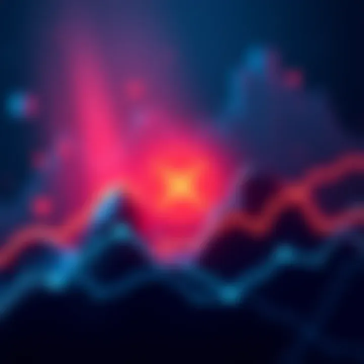 A line graph showing the fluctuating price of XRP during a bull run with peaks and valleys representing market movements.