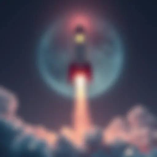 A rocket symbolizing XRP soaring upwards, representing potential market growth and stability.