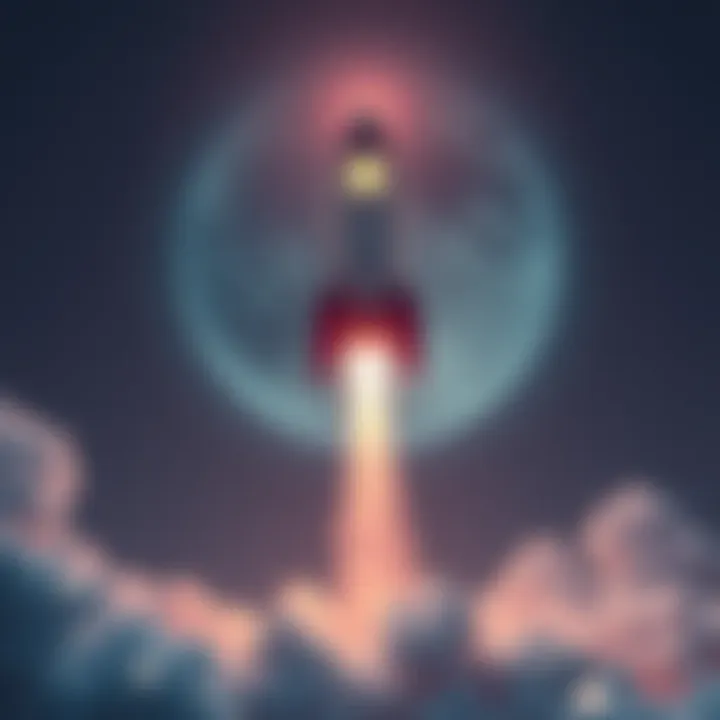 A rocket symbolizing XRP soaring upwards, representing potential market growth and stability.