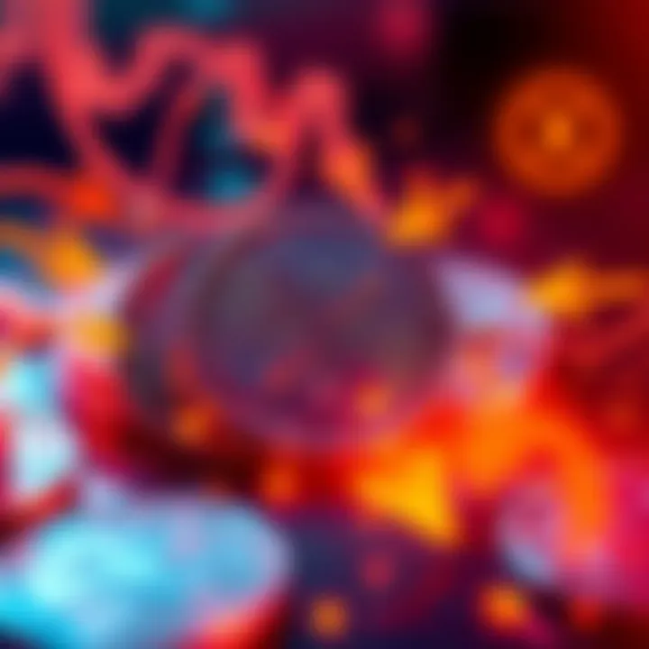 A visual representation of XRP tokens with arrows indicating market demand and liquidity challenges.