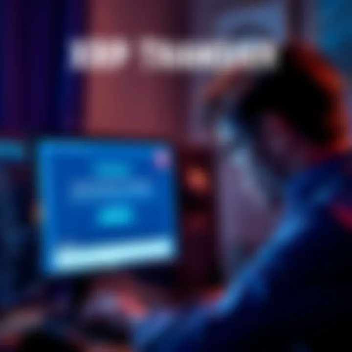 A person frustrated while looking at a computer screen displaying a Coinbase wallet with error messages related to XRP transfers.