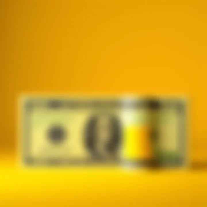 A bright yellow 50 dollar bill placed beside a normal greenish 50 dollar bill for comparison