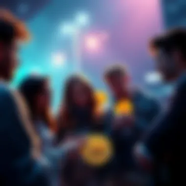Young adults exploring Bitcoin Group of young adults discussing Bitcoin and cryptocurrency