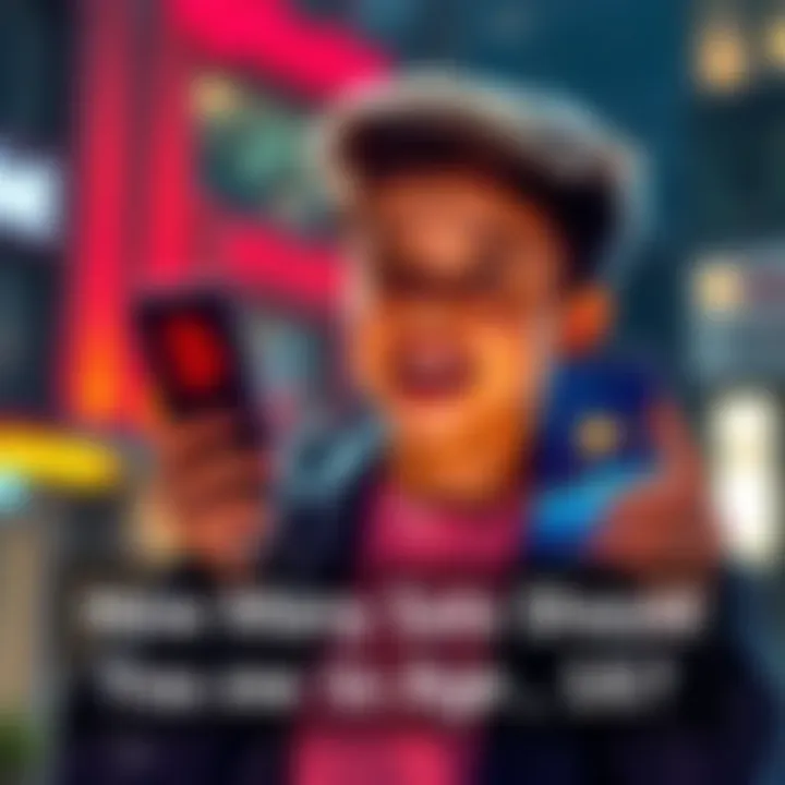 A teenager excitedly holding a smartphone displaying cryptocurrency graphs and Bitcoin symbols, representing investment opportunities in cryptocurrency.