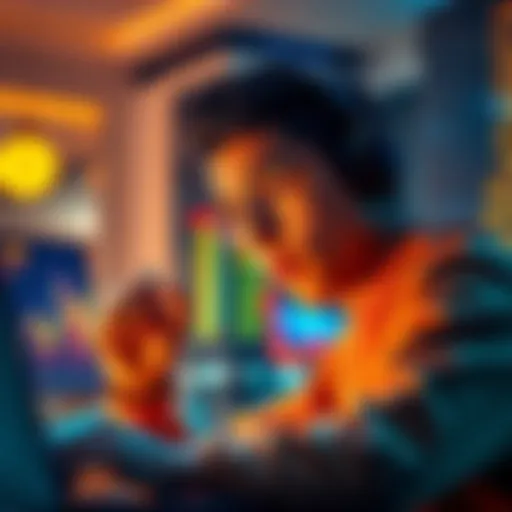 A 24-year-old investor looking thoughtfully at their laptop screen with Bitcoin prices displayed, contemplating a $70,000 investment.