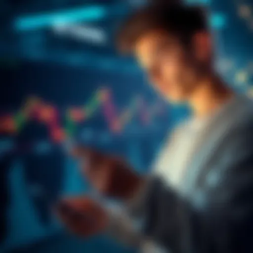 A 25-year-old person in Portugal contemplating a loan for Bitcoin investment while holding a smartphone and looking at financial graphs.