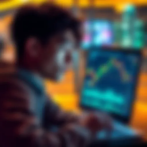 A young person looking at a laptop screen displaying cryptocurrency charts, contemplating investments in bitcoin and other cryptocurrencies.