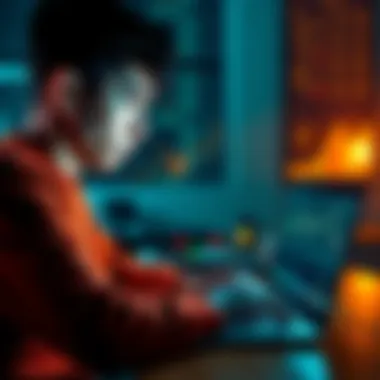 A 22-year-old person looking at a laptop screen showing Bitcoin graphs and statistics, contemplating their investments.