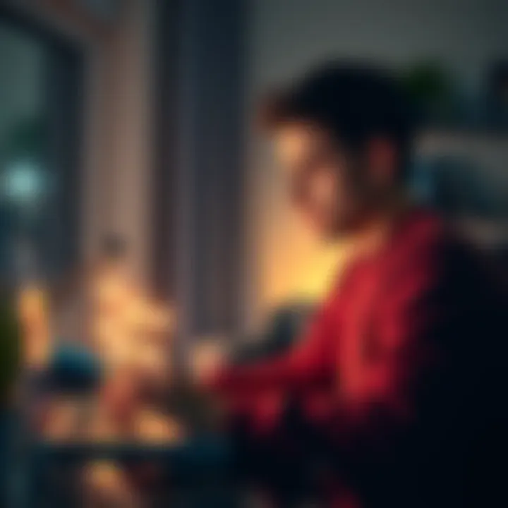 A 21-year-old man studying cryptocurrency charts on a laptop at home, looking eager and focused on investing.
