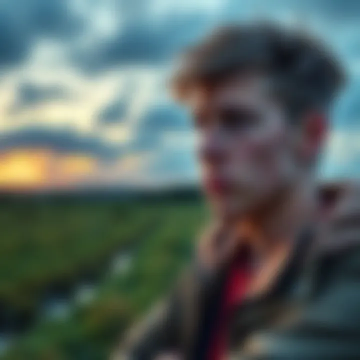 A young man in a rural Irish setting contemplating bitcoin investment with a skeptical expression