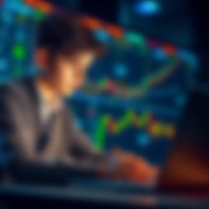 An 18-year-old student analyzing trading charts on a laptop, considering trading options