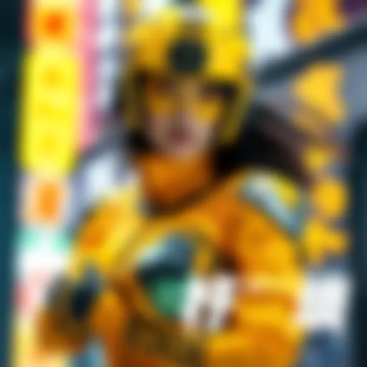 Yuki Yajima dressed as Yellow Four from Bioman, showcasing her vibrant costume and energetic pose.