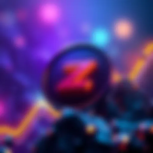 Zcash logo with an upward trend graph in the background, symbolizing its rise in value