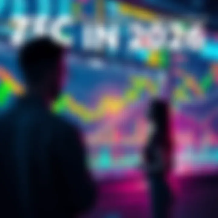People analyzing ZEC's market trends on a digital screen with cryptocurrency graphs and charts in background